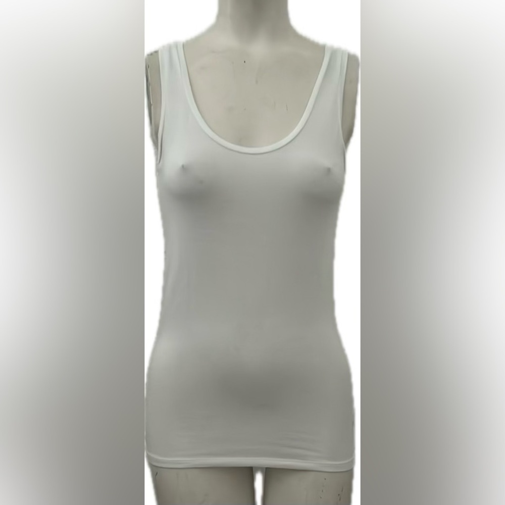 Fitted White Sleeveless Tank Top